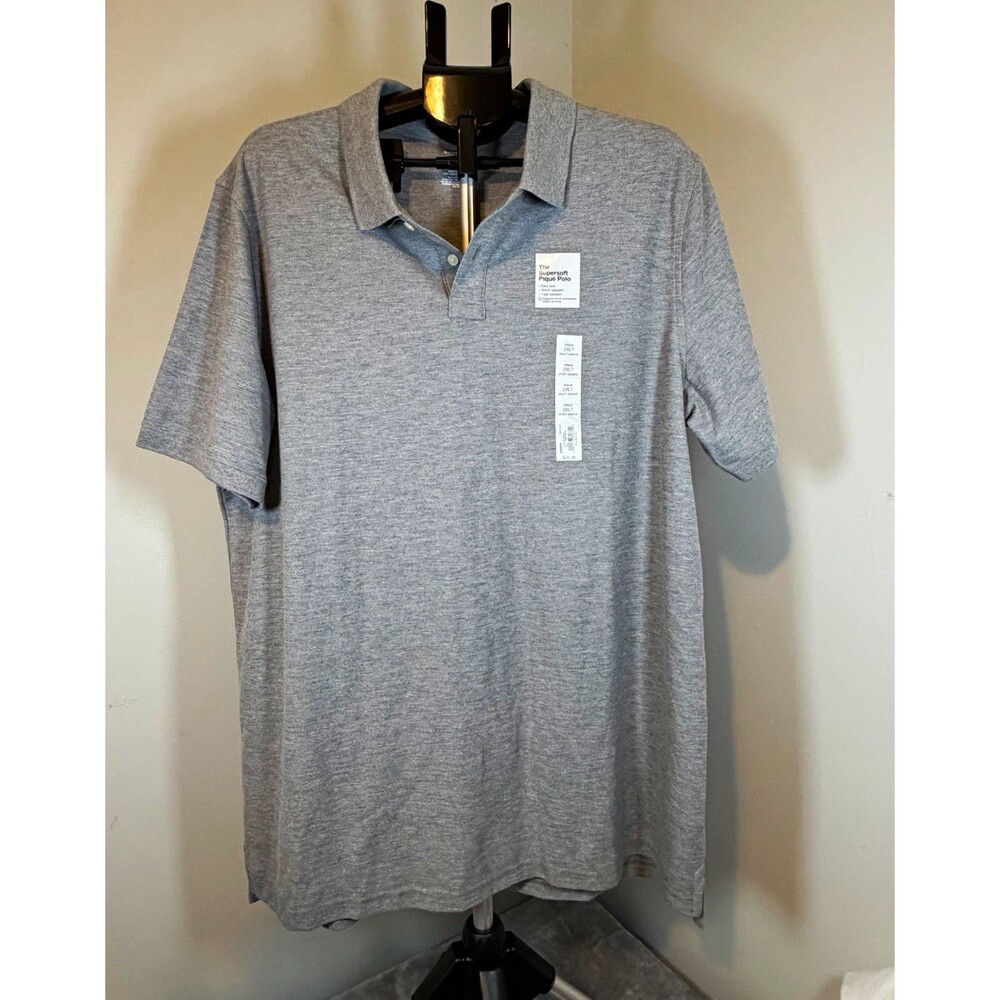 Sonoma Goods For Life Polo Men's 2XL Big & Tall Gray Solid Pique Easy Care